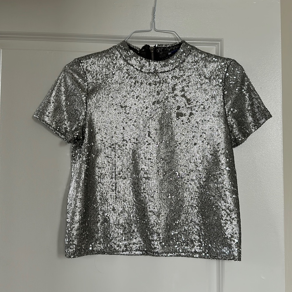 Zara Top Silver Sequin Size M